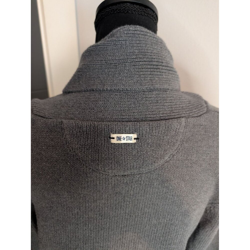 Converse One Star y2k Gray Cowl Neck‎ Sweater Womens Size L 100% Cotton - Picture 3 of 7